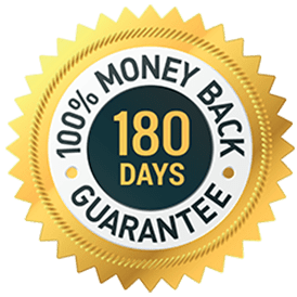 180-day money-back guarantee seal